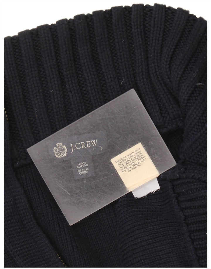 J. CREW Herre sweater med lynlåshals Stor marineblå bomuld