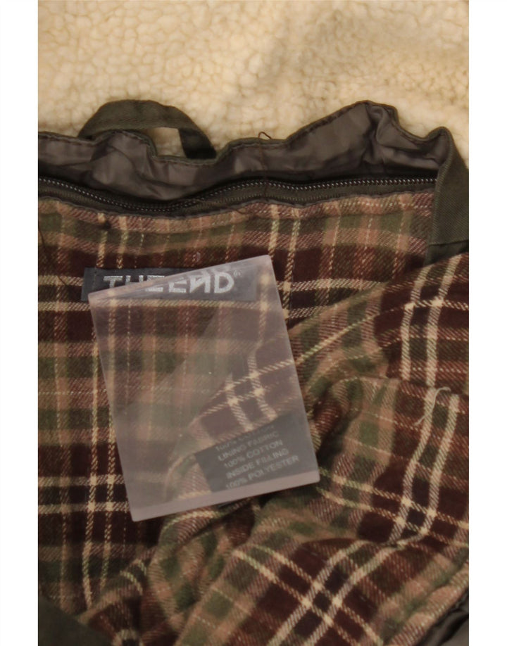 VINTAGE Herre Hooded Parka Jacket UK 40 Stor Khaki Bomuld