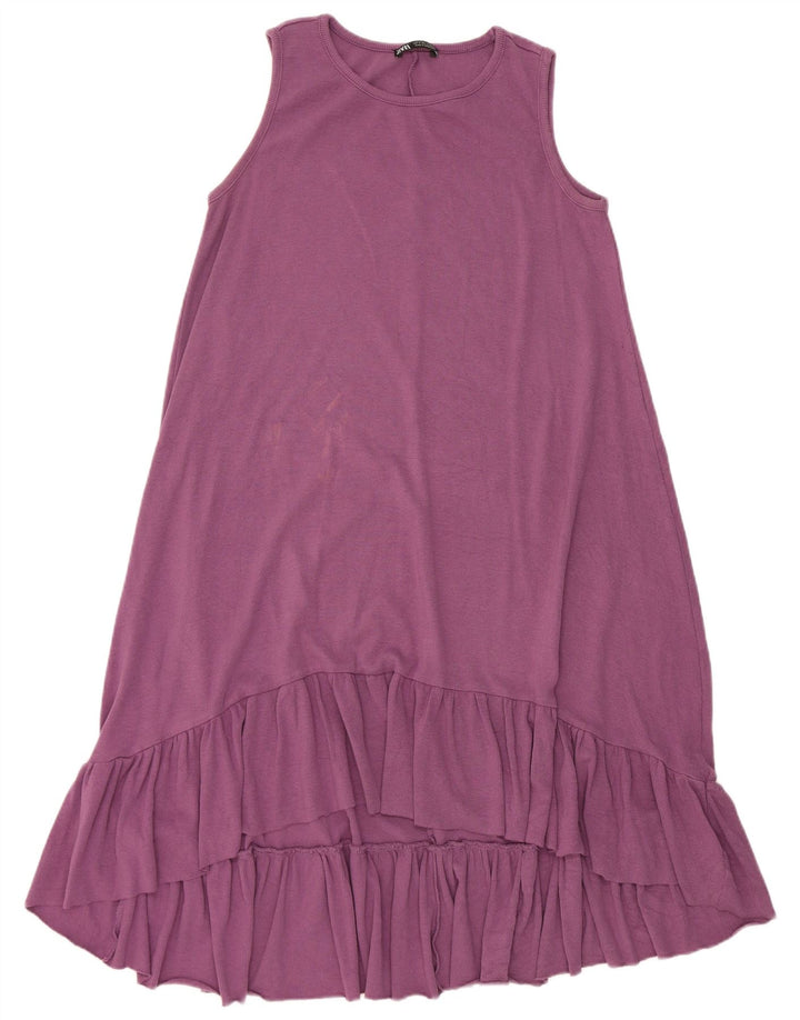 Zara Dame Ærmeløs A-Line Kjole UK 12 Medium Lilla