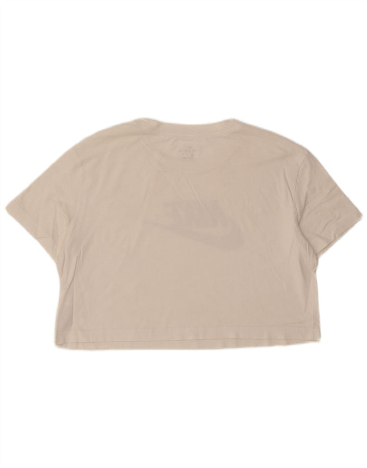 NIKE Womens Crop Graphic T-Shirt Top UK 14 Medium White Cotton