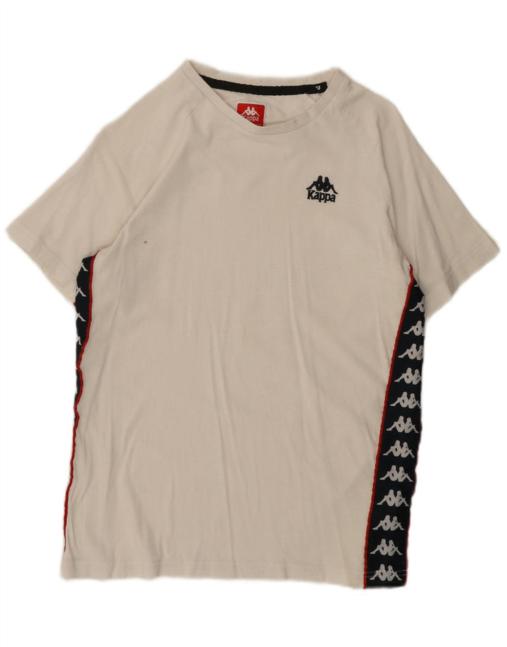 Kappa Herre grafisk T-shirt Top Lille Off White Bomuld