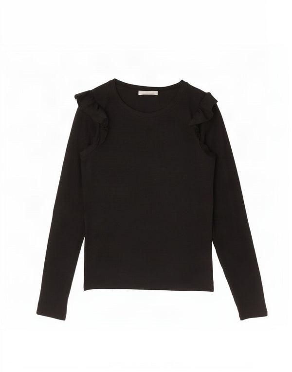 Zara Dame Trafaluc Top Langærmet UK 12 Medium Sort