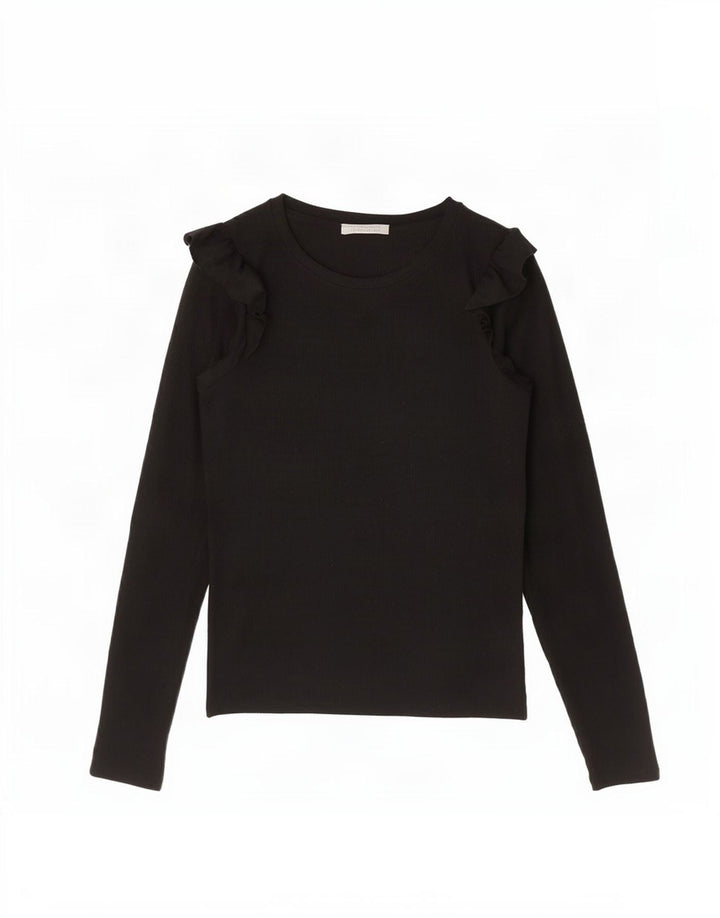 Zara Dame Trafaluc Top Langærmet UK 12 Medium Sort