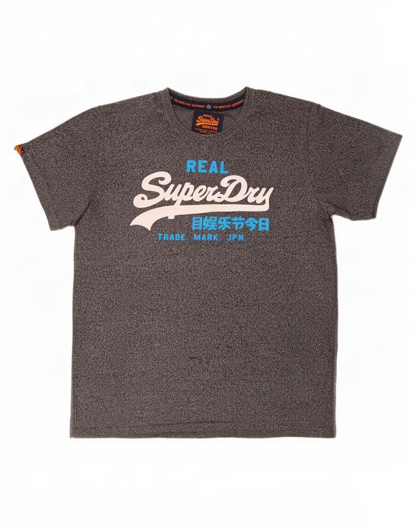 Superdry Mens Graphic T-Shirt Top 2XL Grey Flecked Cotton