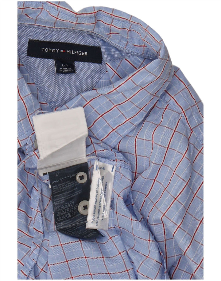 Tommy Hilfiger Herreskjorte Stor blå ternet bomuld
