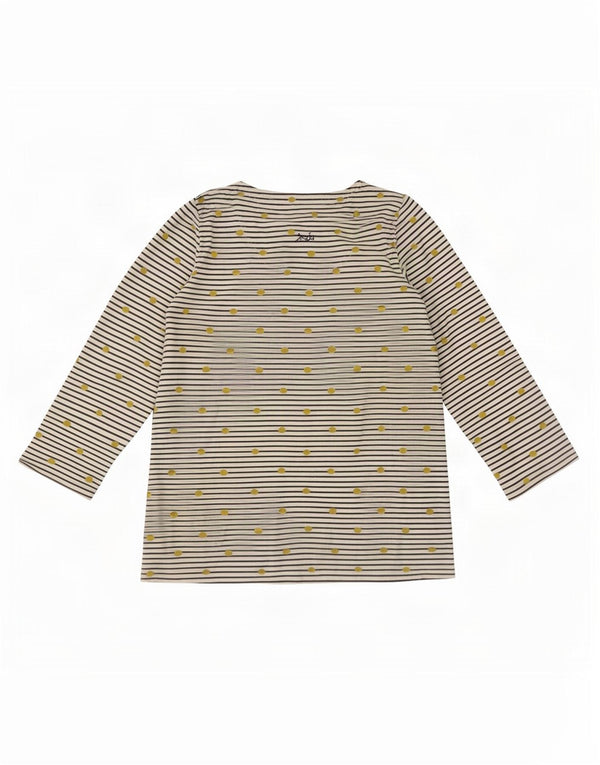 Joules Dame Top 3/4 ærmer UK 12 Medium hvid stribet bomuld