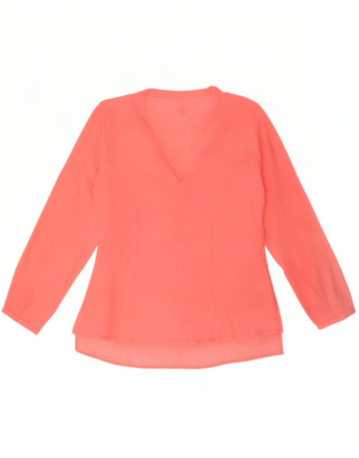 120% Lino Dame Langærmet Flæse Front Bluse Top IT 46 Large Pink Linen