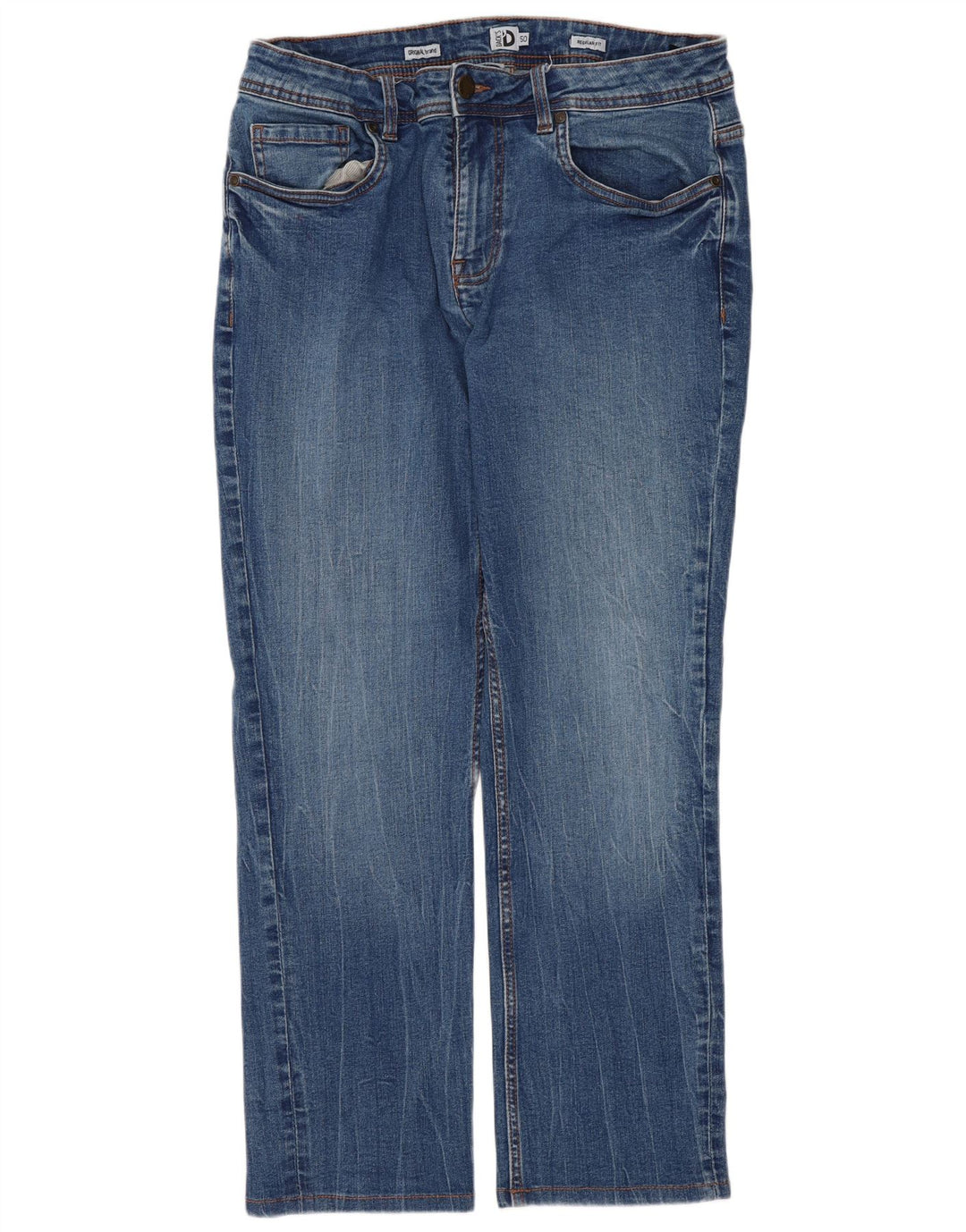 DACK'S Dame Mid Rise Regular Straight Jeans IT 50 XL W32 L27 Blå