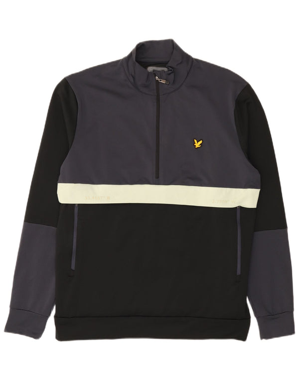 Lyle & Scott Sweatshirt med lynlås til mænd, stor sort farveblok