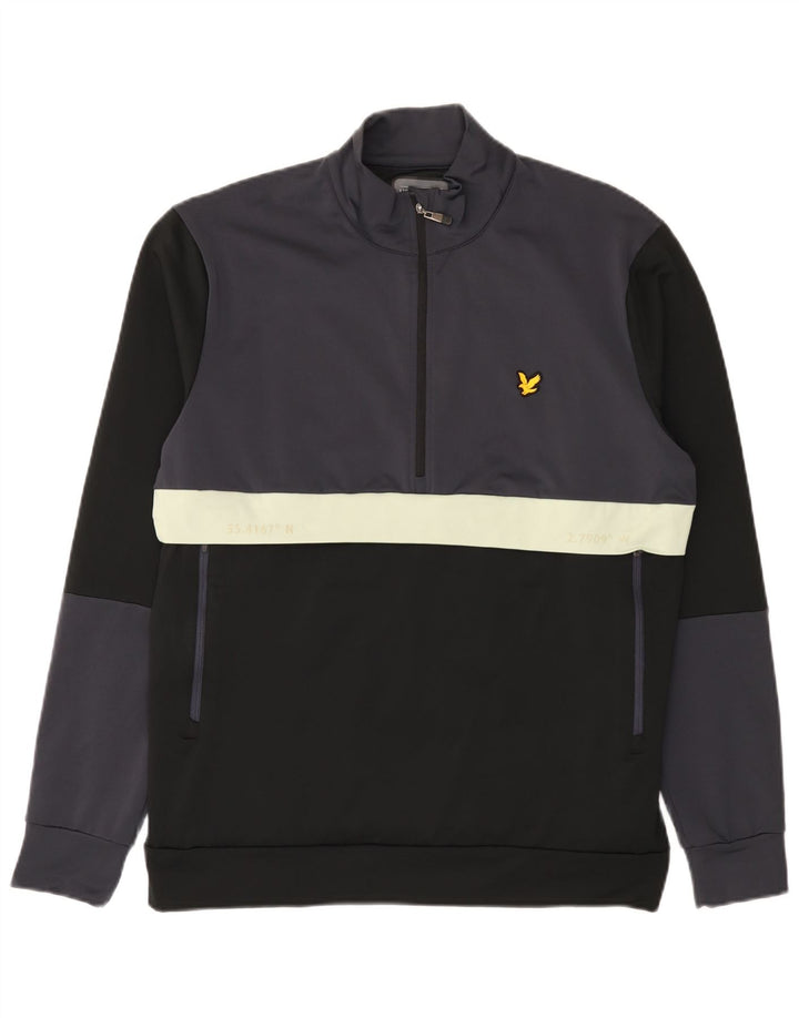 Lyle & Scott Sweatshirt med lynlås til mænd, stor sort farveblok