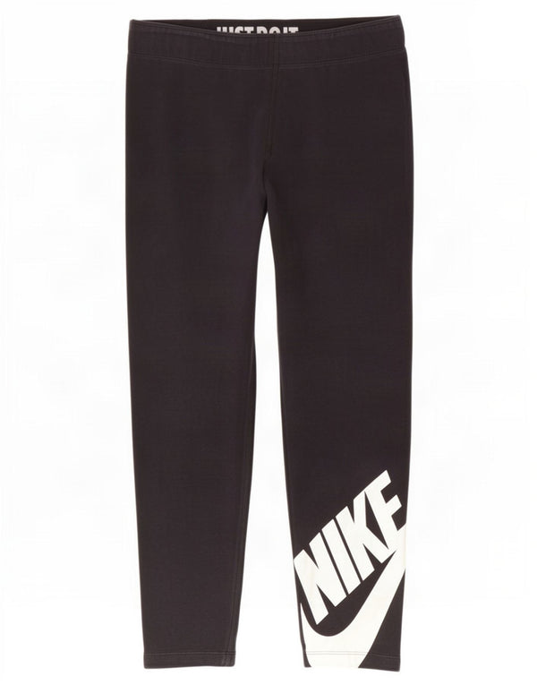 Nike Dame Grafiske Leggings UK 14 Medium Sort Bomuld