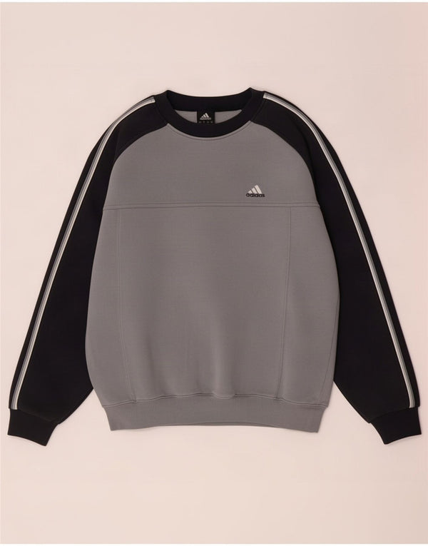 Adidas Herre Sweatshirt Jumper UK 40/42 Medium Grey Colourblock Bomuld