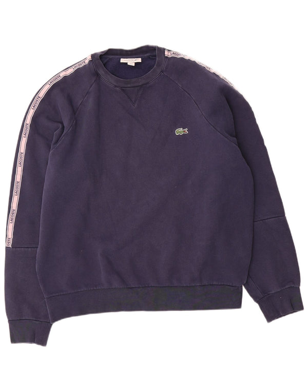Lacoste Mens Graphic Sweatshirt Jumper Size 4 Medium Navy Blue Colourblock