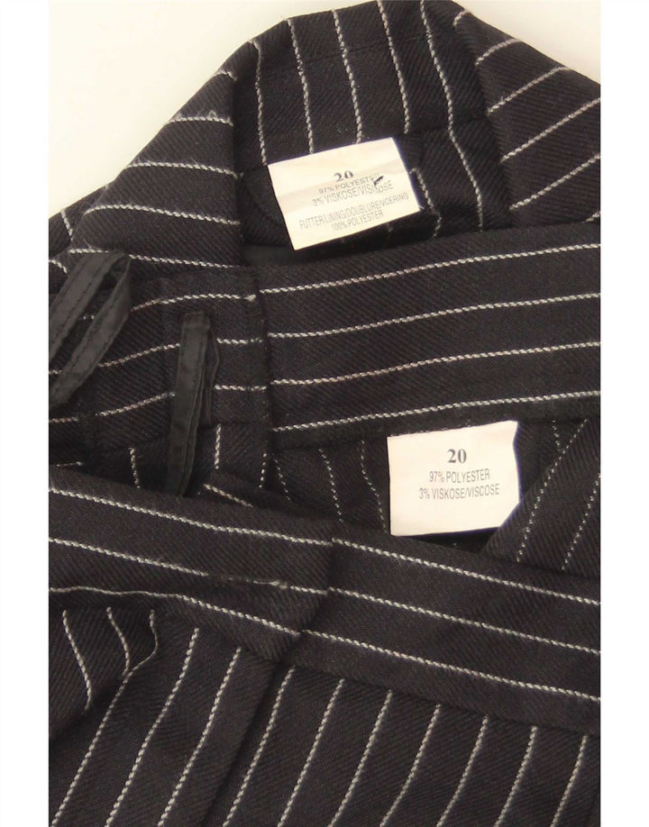 Vintage 2-delt jakkesæt til kvinder UK 12 Medium W28 L30 sort stribet