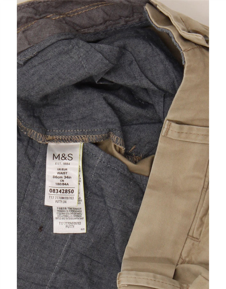 Marks & Spencer Herre Chino Shorts W34 Large Beige Bomuld
