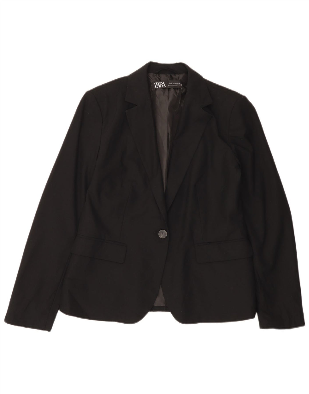 Zara Dame 1-knaps blazerjakke EU 38 Lille sort polyester