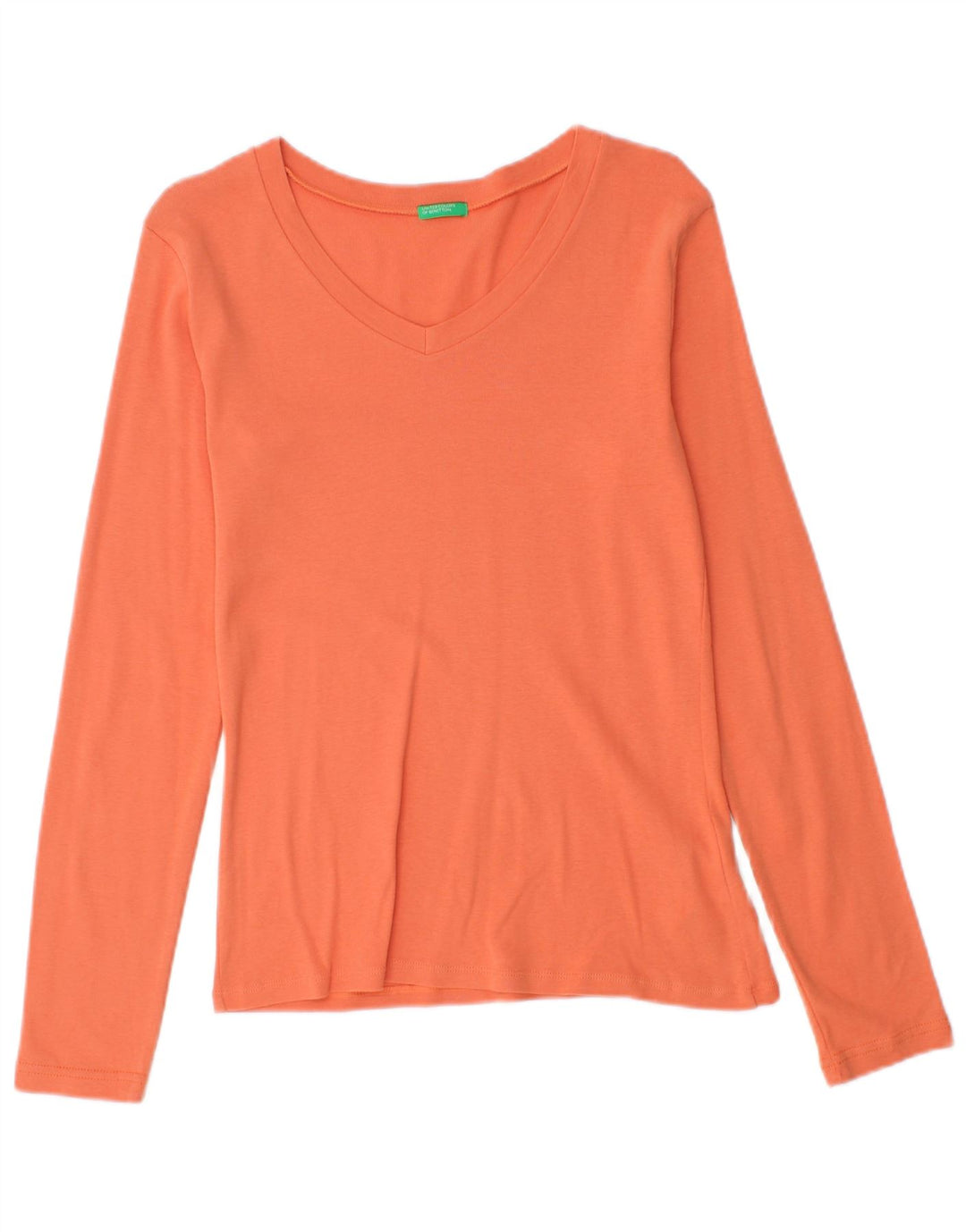 Benetton Dame Top Langærmet UK 12 Medium Orange Bomuld
