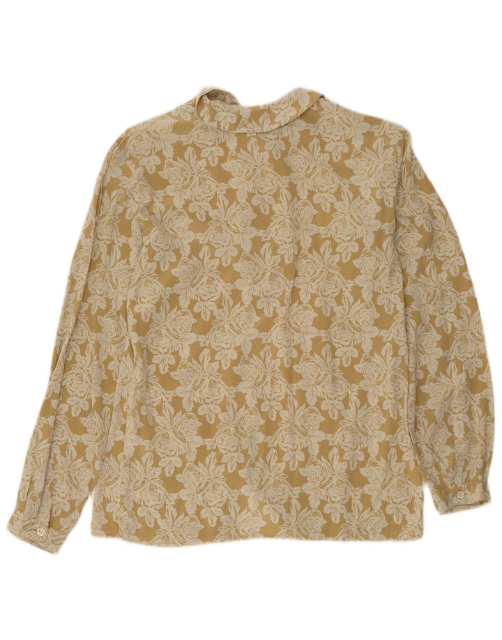 i Blues Dameskjorte Bluse IT 44 Medium Yellow Floral Silk