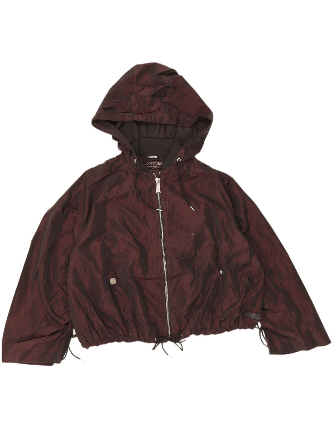 CALVIN KLEIN Oversized hættebomberjakke til kvinder DK 14 Medium Burgundy