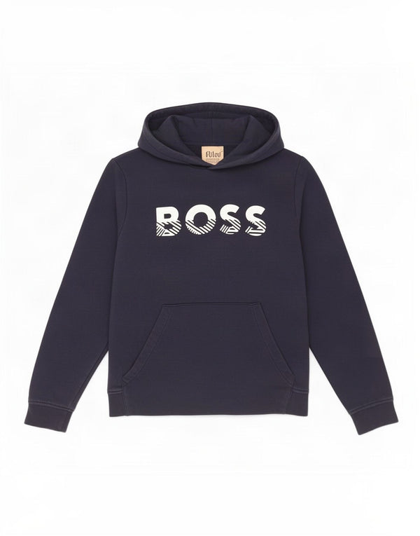 Hugo Boss drenge grafisk hættetrøje 8-9 år marineblå bomuld