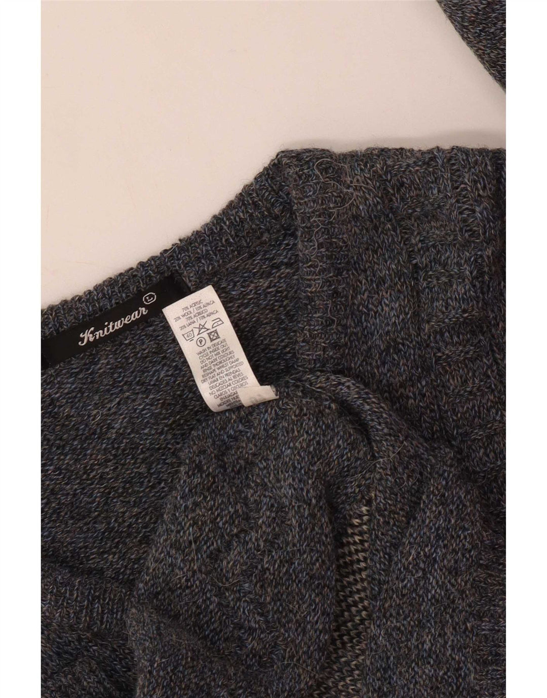 St. Bernard Herre V-hals sweater stor blå geometrisk akryl