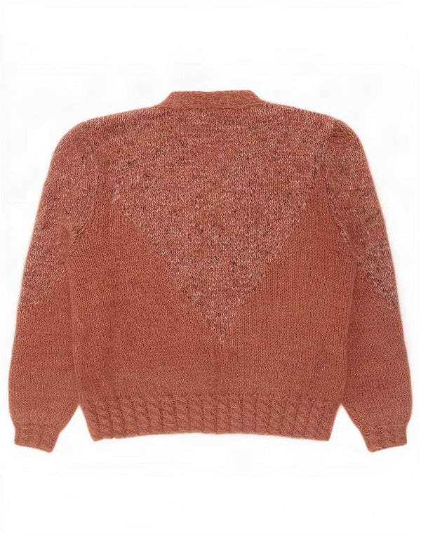 Vintage Dame Oversized Open Cardigan Sweater UK 18 XL Pink Flecked