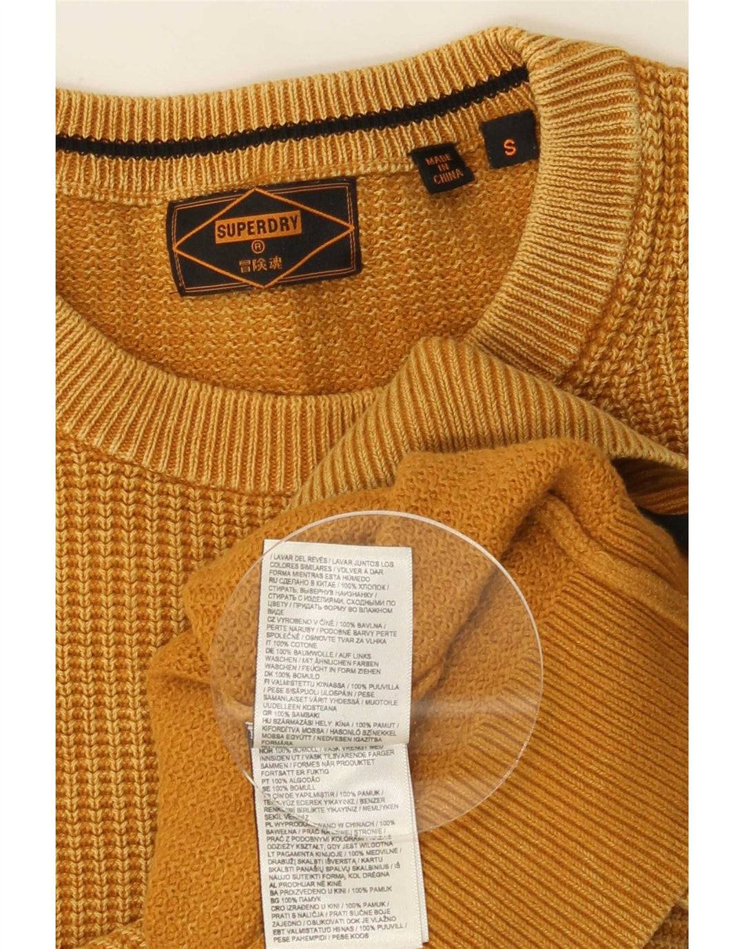 Superdry Herre sweater med rund hals, lille gul bomuld