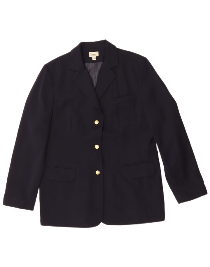 L.L.Bean Dame Regular Fit Blazer Jacket US 14 XL Navy Blue Polyester
