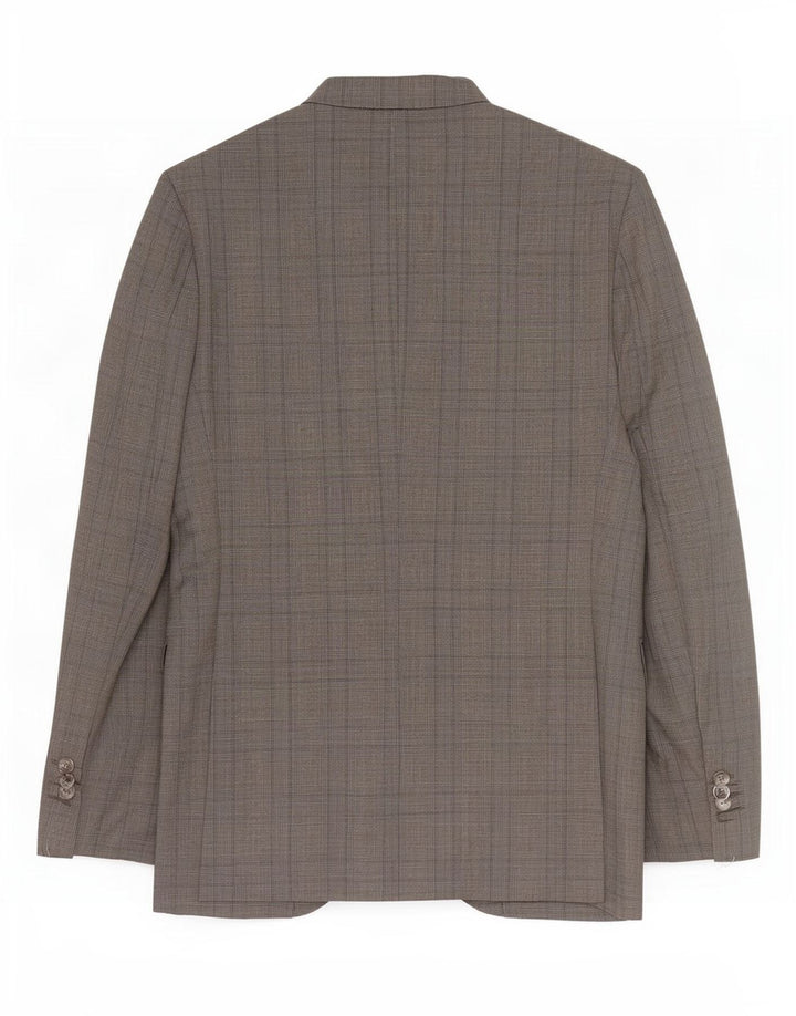 Massimo Dutti Herre 2-knaps blazerjakke EU 46 Small Grey Houndstooth Wool