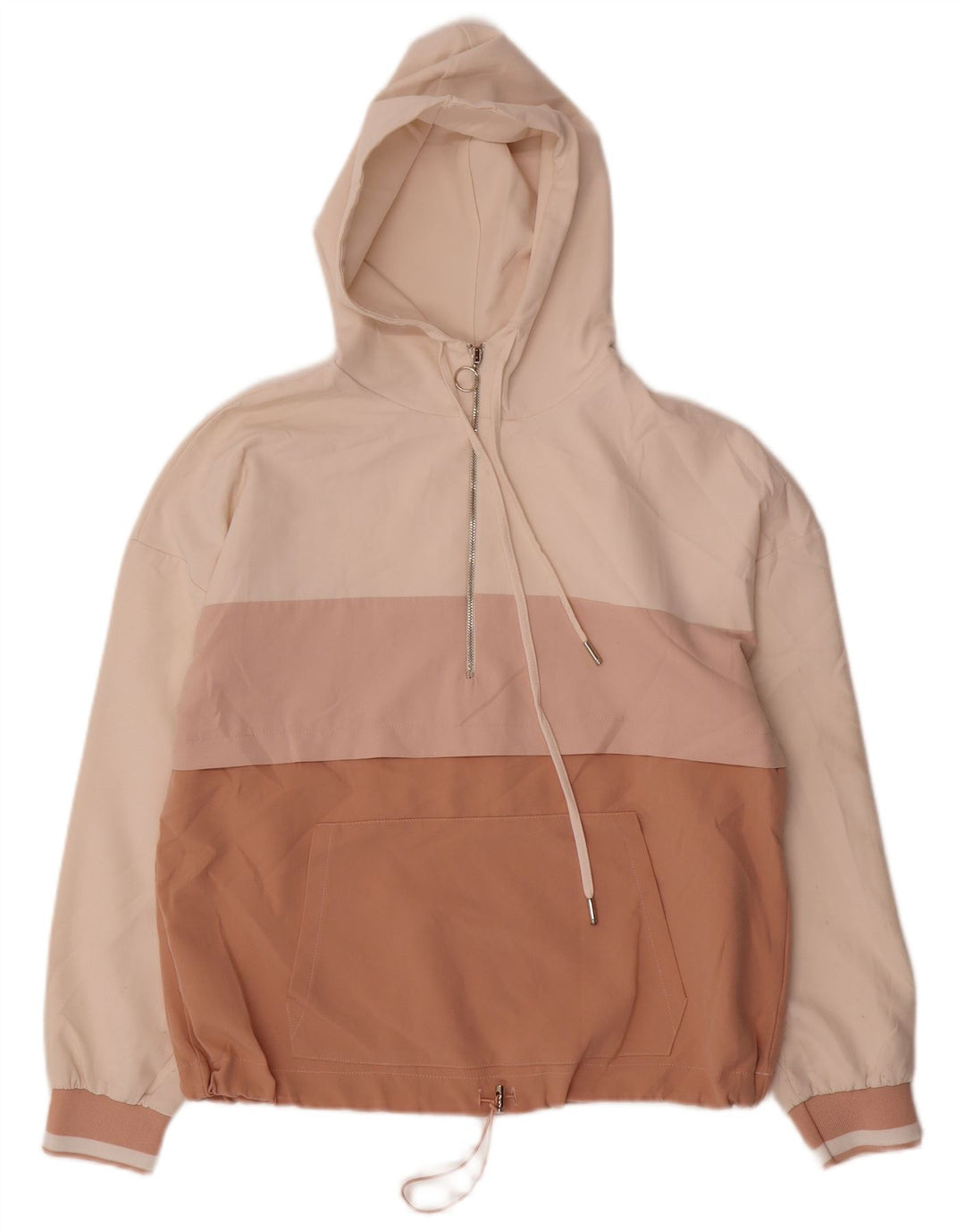 Zara Dame Hætte Anorak Jacket UK 10 Small Multicolor Colourblock