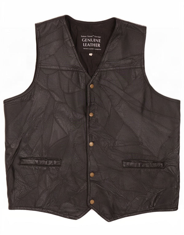 Vintage herre læder vest, stor sort