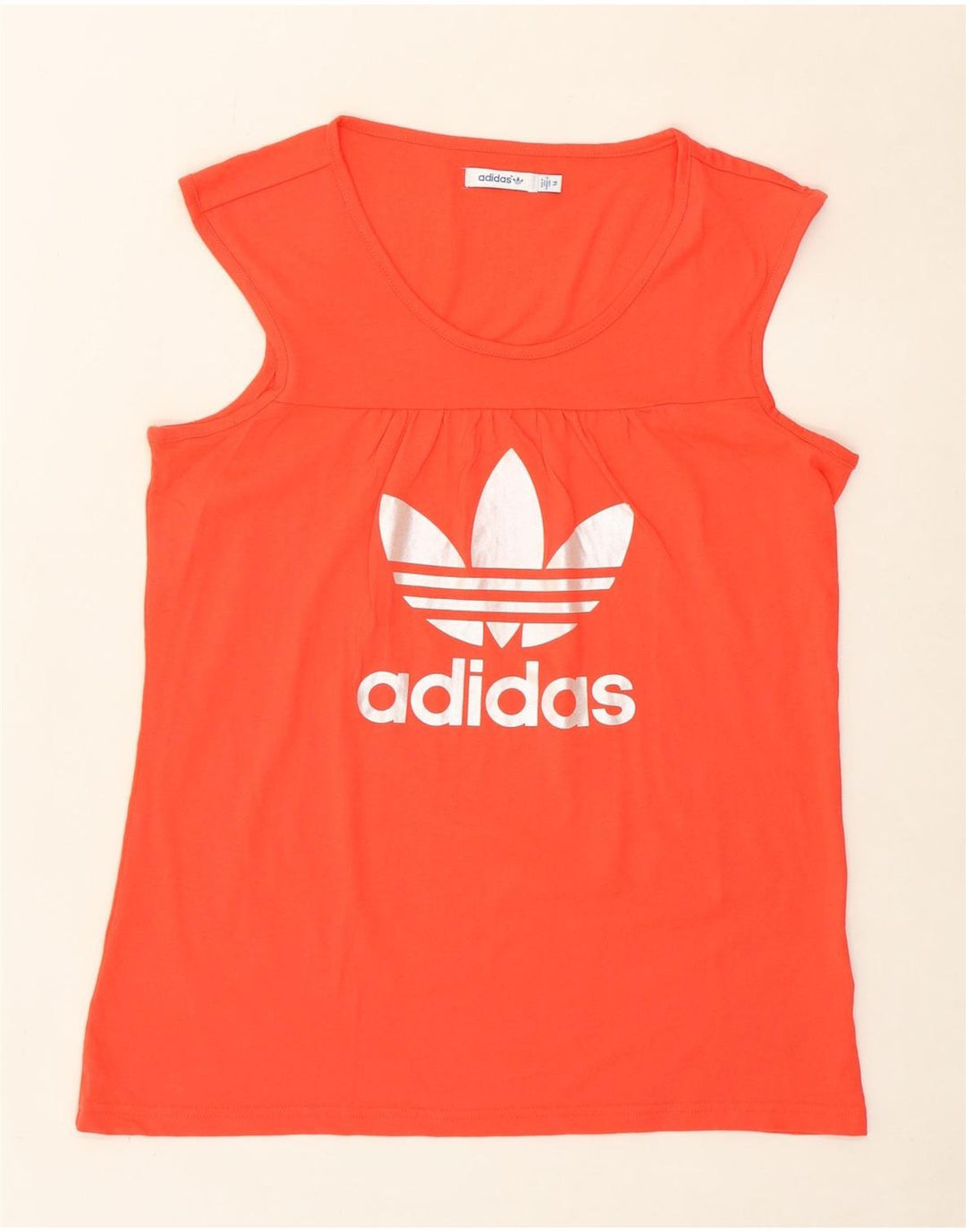 ADIDAS Womens Graphic Vest Top UK 16 Large Orange Cotton Vintage Adidas and Second-Hand Adidas from Messina Hembry 