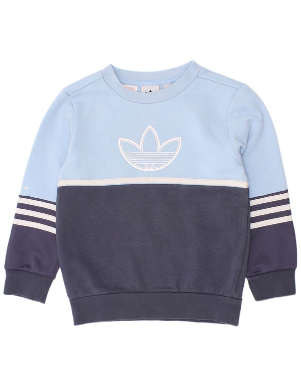 Adidas Drenge Grafisk Sweatshirt Jumper 5-6 år Blå Colourblock Bomuld