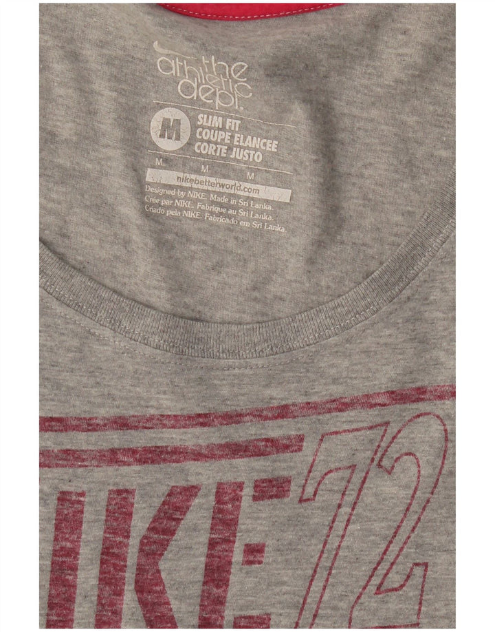 NIKE Slim Fit grafisk T-shirt top UK 12 mellemgrå flækket