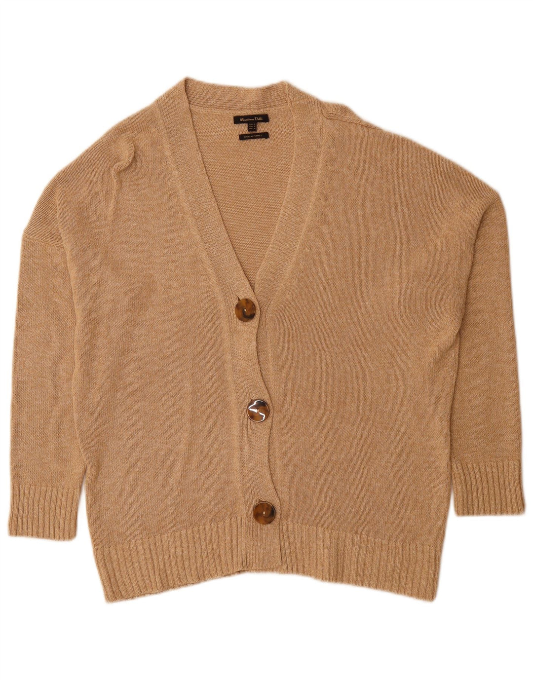 Massimo Dutti Dame Cardigan Sweater UK 14 Medium Beige Viscose