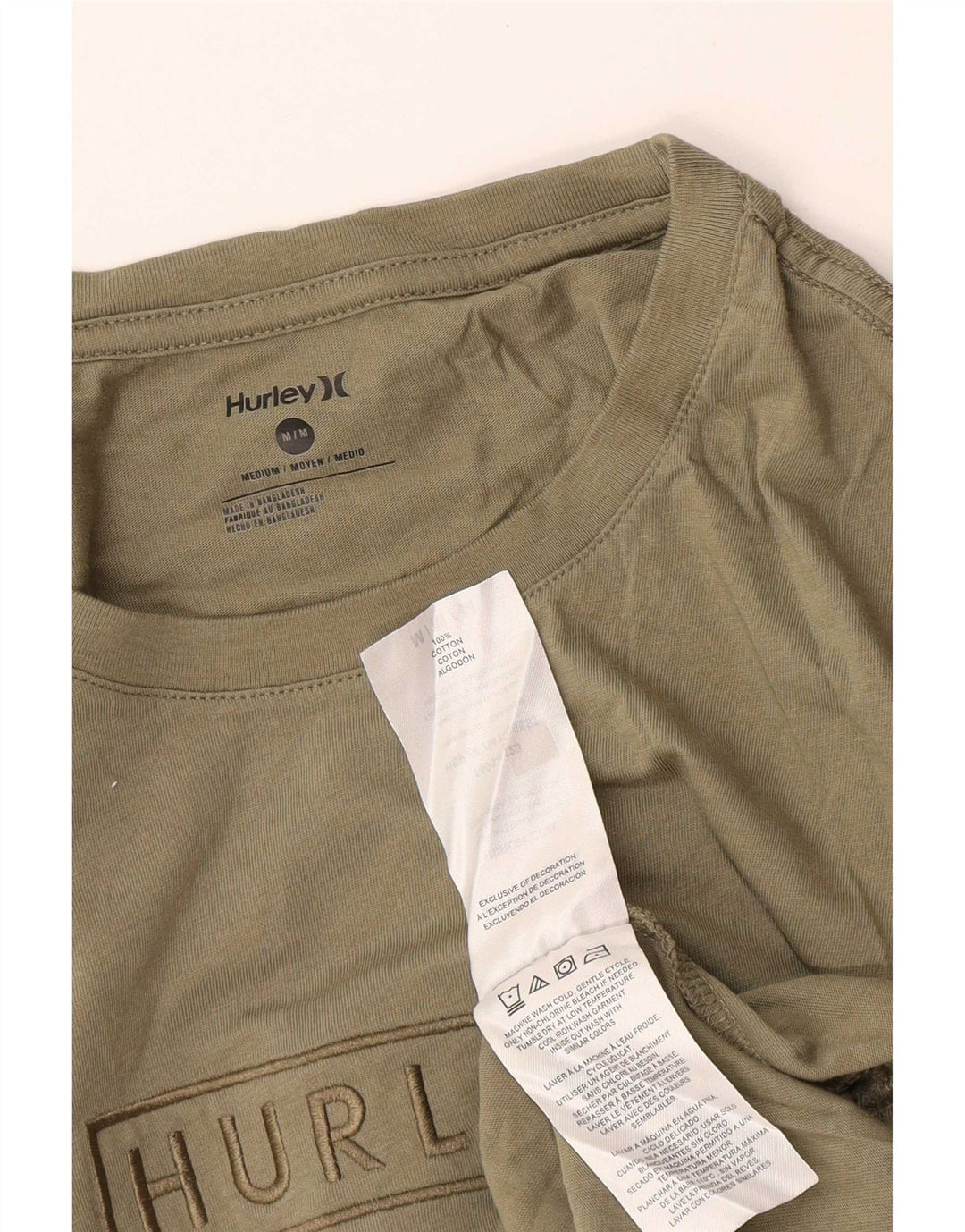 Hurley Herre grafisk T-shirt Top Medium Khaki Bomuld
