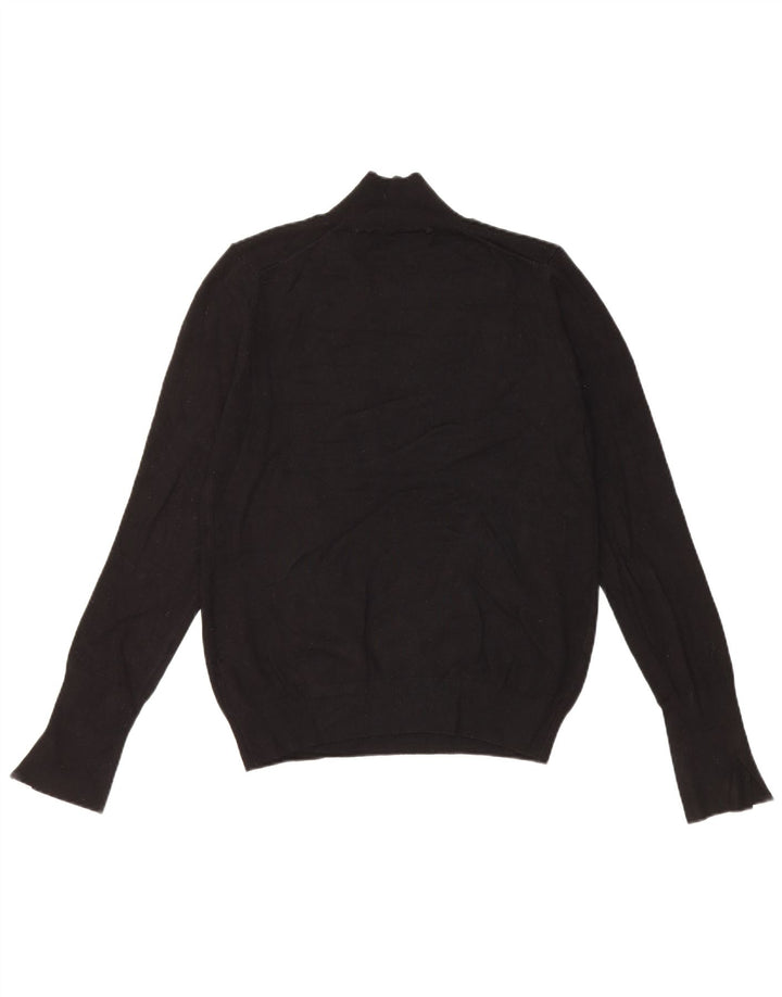 Zara Dame Turtle Neck Jumper Sweater UK 14 Large Black Viscose