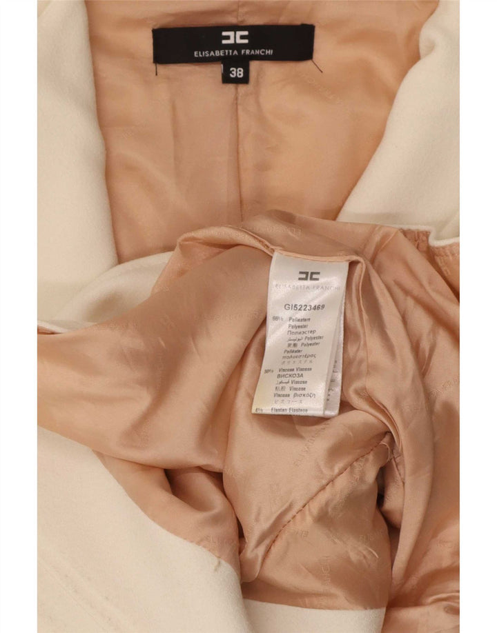 Elisabetta Franchi Dame Blazerjakke med fuld lynlås IT 38 XS Hvid Polyester