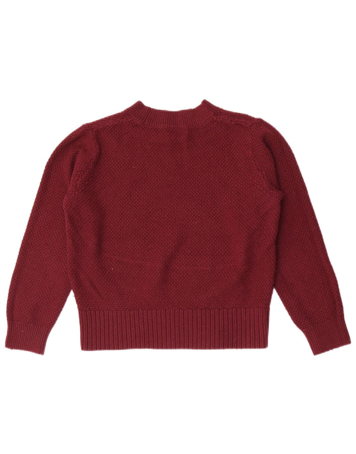 Marks & Spencer Dame Crop Crew Neck Jumper Sweater UK 12 Medium Burgundy