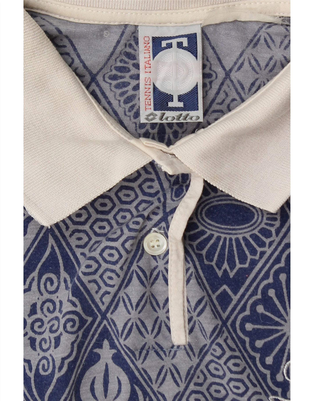 LOTTO Dame ærmeløs polo shirt UK 12 Medium Blue Geometric