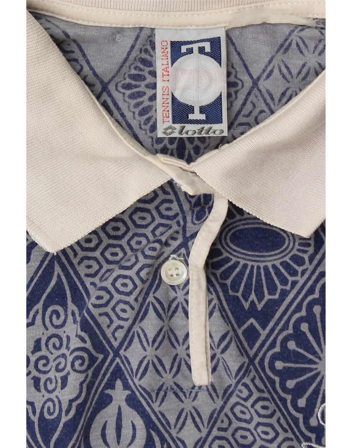 LOTTO Dame ærmeløs polo shirt UK 12 Medium Blue Geometric