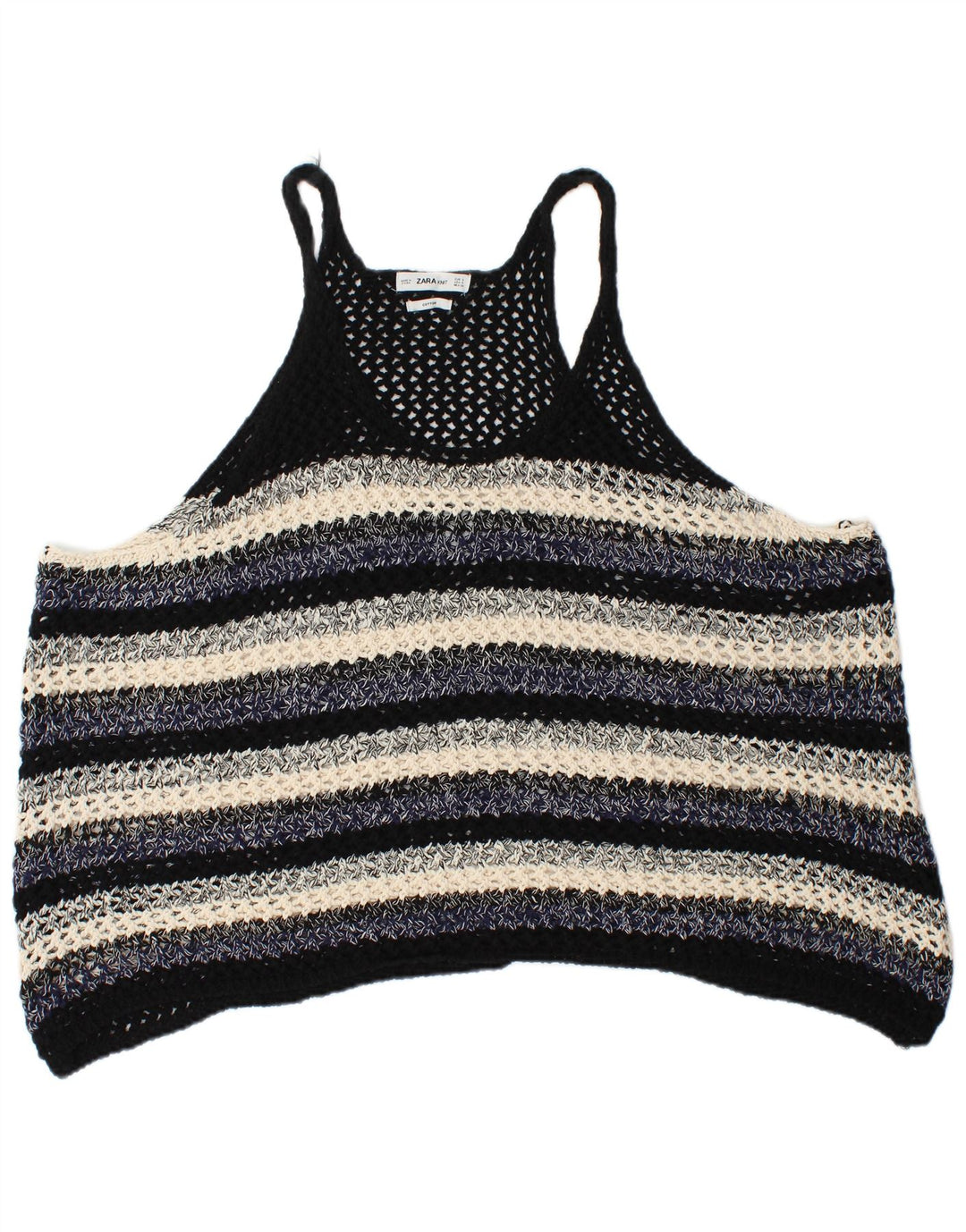 Zara Dame Oversized ærmeløs bluse Top UK 10 Lille marineblå stribet