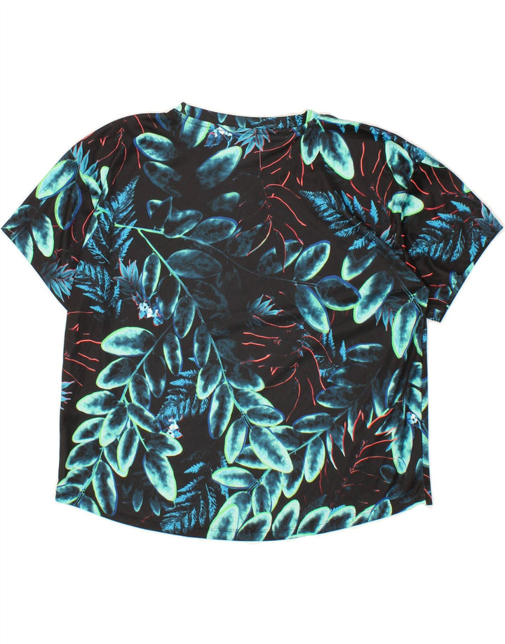 UNDER ARMOUR Womens T-Shirt Top UK 16 Large Blue Floral Polyester Vintage Under Armour and Second-Hand Under Armour from Messina Hembry 