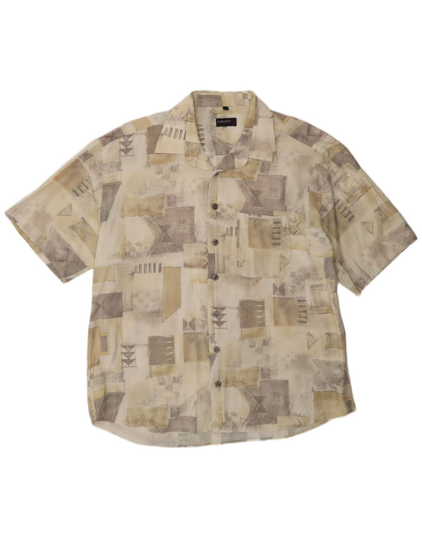 Carletti Kortærmet skjorte til mænd 2XL Beige Patchwork