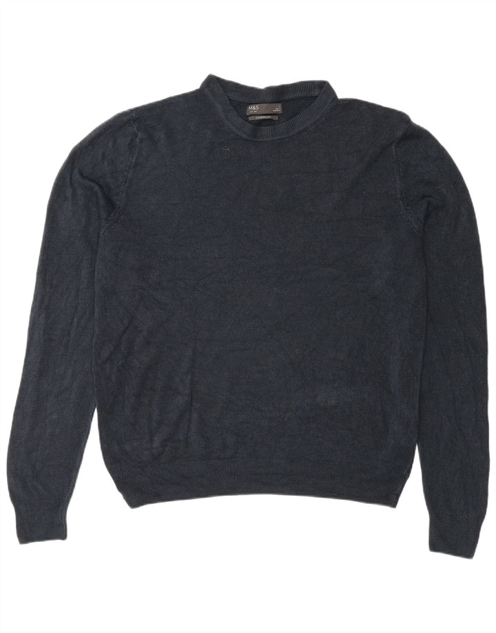 Marks & Spencer Herre sweater med rund hals, stor marineblå akryl