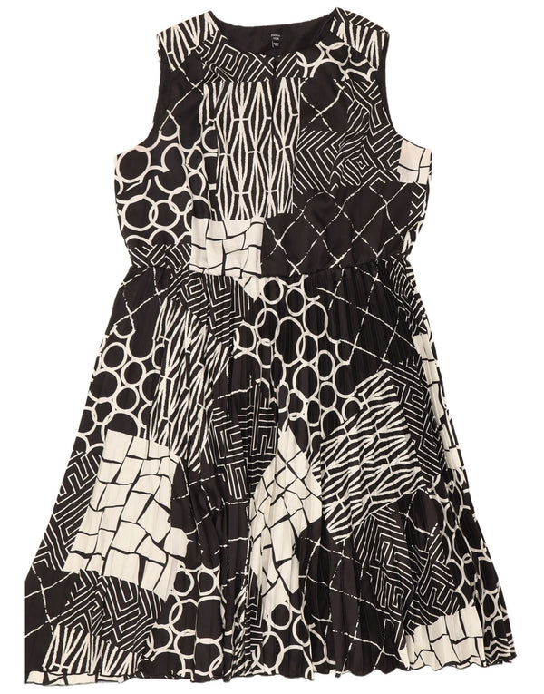 Joanna Hope Dame Ærmeløs A-Line Kjole UK 26 5XL Sort Geometrisk