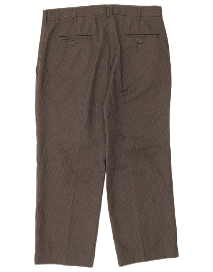Farah Herre Straight Cropped Trousers W32 L24 Grå Nålestribet Polyester