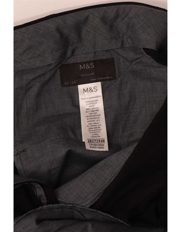Marks & Spencer Straight Suit Bukser til mænd W42 L33 Sort polyester