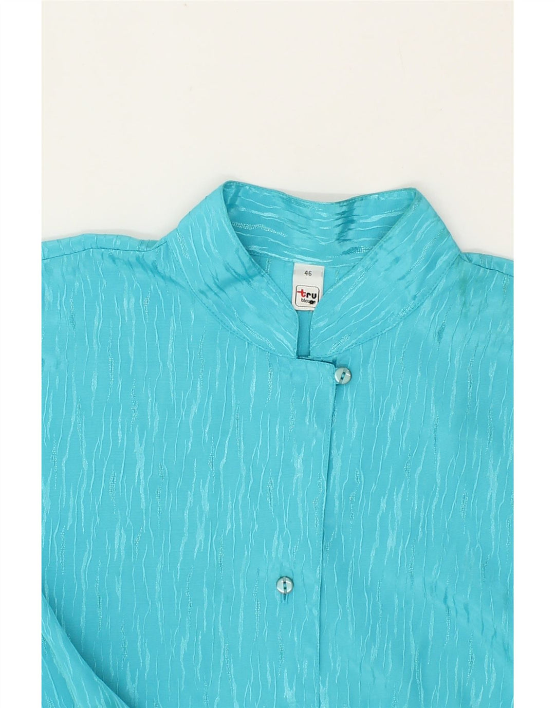 VINTAGE Womens Short Sleeve Shirt Blouse IT 46 Large Blue Polyester Vintage Vintage and Second-Hand Vintage from Messina Hembry 