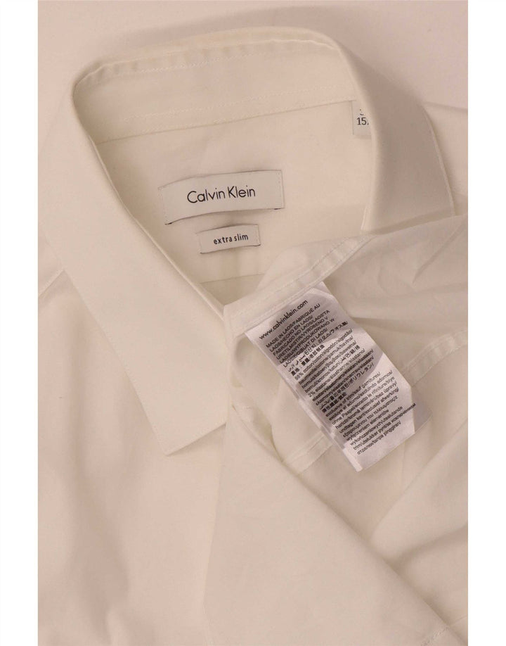 Calvin Klein Herre Extra Slim Fit Skjorte Størrelse 39 15 1/2 Medium Hvid Bomuld